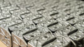 Metal parts stacked together to be shipped