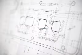 Blueprint of a metal part designed by a die casting engineer