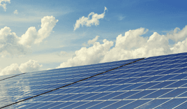 Solar panels on top of a building