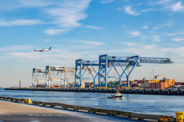Boston shipping port representing onshore manufacturing
