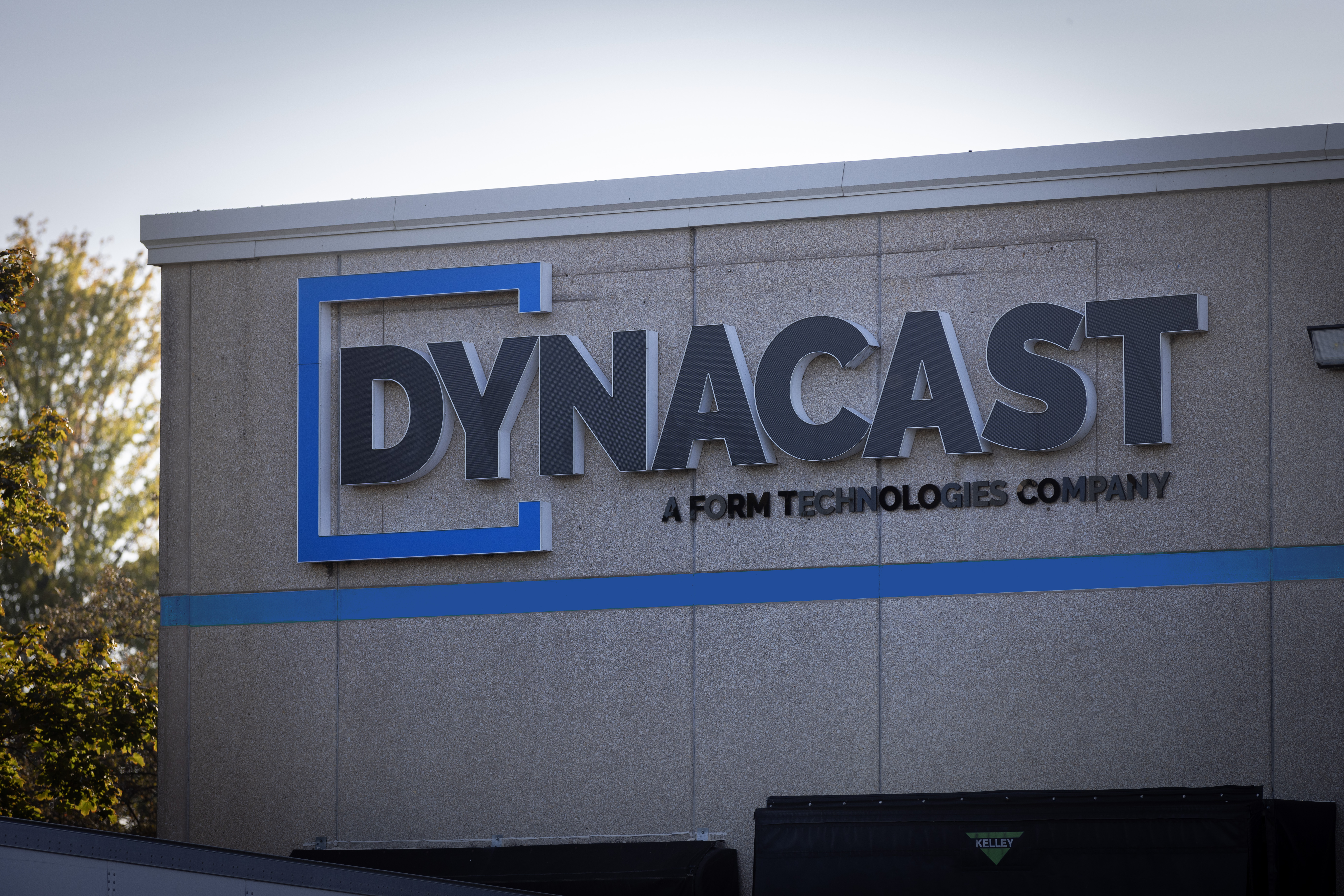 Dynacast logo on the Elgin manufacturing facility