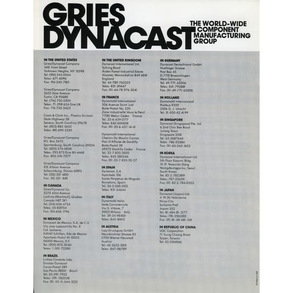 Dynacast's announcement for all locations selling under Dynacast name